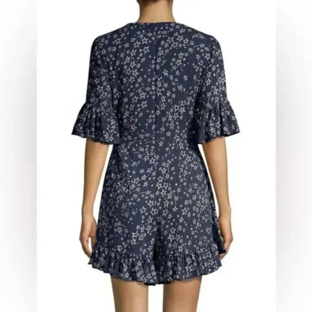 Likely size 2 Navy White Delilah Star Print Wrap Rompers‎ Feminine Romantic